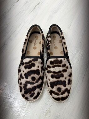 Boden Leopard Print Calf Hair Slip-On Sneakers Sz 37